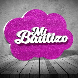 Cartel Mi Bautizo rosa claro 50x36 cm