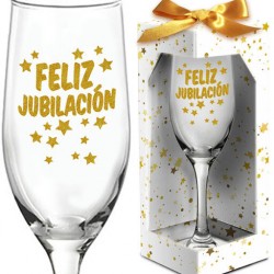 Copa champan feliz jubilacion cristal