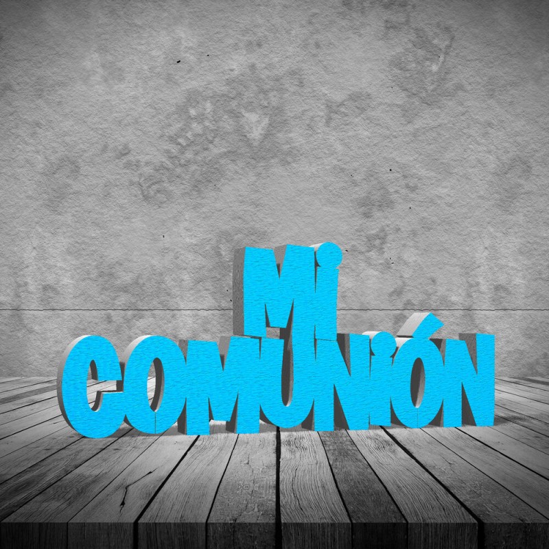 letras Mi Comunion Azul 40 cm corcho