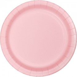 Platos carton rosa pastel 8 uds 18 cm