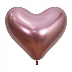 Globo corazon rosa reflex 12 uds 35 cm