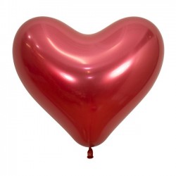 Globo corazon cristal rojo reflex 12 uds 35 cm