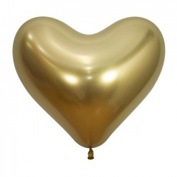 Globo corazon oro reflex 12 uds 35 cm