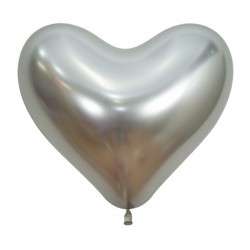 Globo corazon plata reflex 12 uds 35 cm