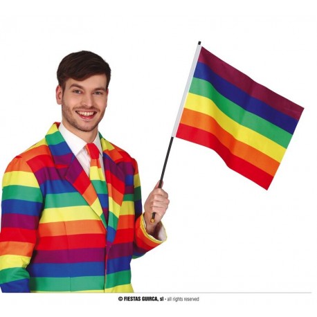 Bandera arcoiris con palo 35x45 cm orgullo