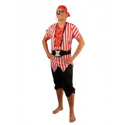 Disfraz pirata hombre rayas blancas y rojas talla L 52 54