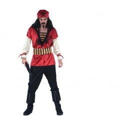 Disfraz pirata rojo del caribe talla L hombre