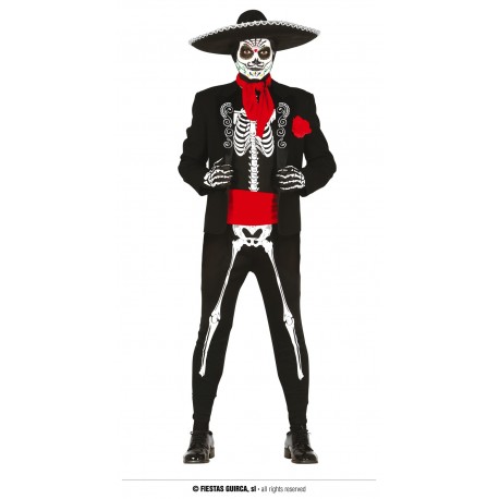 Disfraz esqueleto muerte mejicana talla M hombre