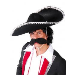 Sombrero mariachi mejicano fieltro negro 55 cm
