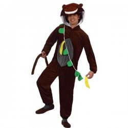 Disfraz mono marron con platano t2 adulto