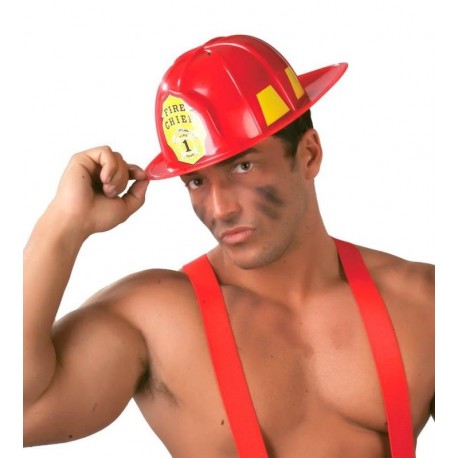 Casco bombero plastico duro sombrero rojo
