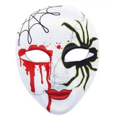 Atlético Filadelfia complejidad Mascara blanca con araña y sangre careta halloween - Tusdisfracesbaratos.com
