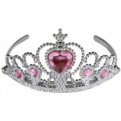 Tiara princesa plata piedra corazon rosa corona