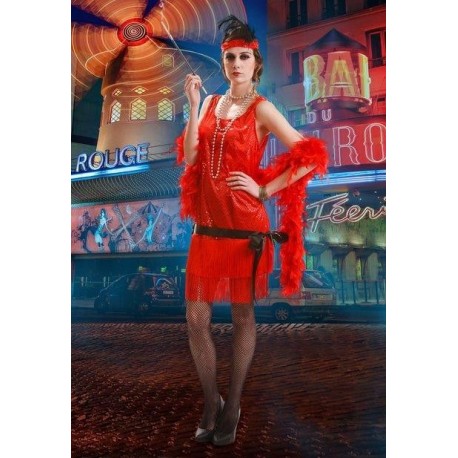 Disfraz charleston rojo mujer anos 20 cabaret