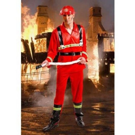 Disfraz de bombero rojo apagafuegos 112 para adulto barato. Tienda de  disfraces online