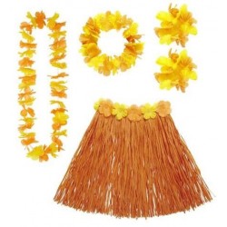 Set hawai naranja falda cinturon collar corona y p