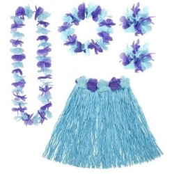 Set hawai azul falda cinturon collar corona y puls
