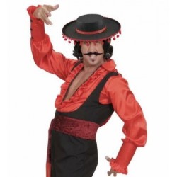 Sombrero flamenco cordobes negro con borlas rojas