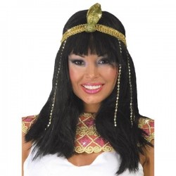Peluca egipcia cleopatra con diadema 4778 negra