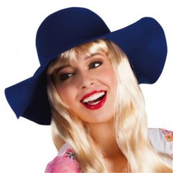 Pamela azul hippie anos 60 70 sombrero