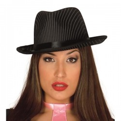 Sombrero gangster rayas negro alta calidad