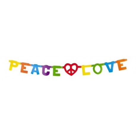 Guirnalda peace and love letrero hippie