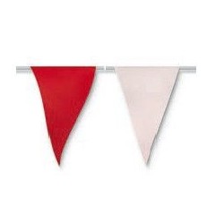 Bandera triangulo plastico rojo y blanco cantabria 50 metros 20x30
