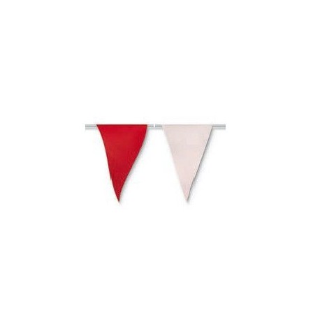 Bandera triangulo plastico rojo y blanco cantabria 50 metros 20x30