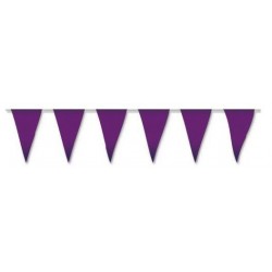 Banderas triangulares plastico morado 5 metros 50 20x30 cm