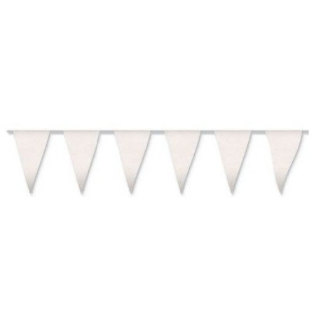 Banderas triangulares plastico blanco 5 metros 20x30 cm