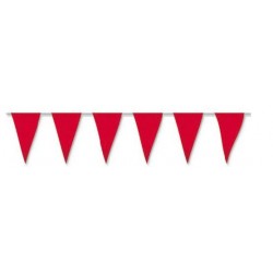 Banderas triangulares plastico rojo 5 metros 20x30 cm