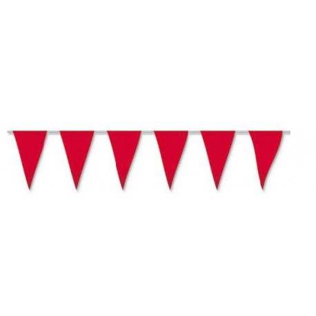 Banderas triangulares plastico rojo 5 metros 20x30 cm