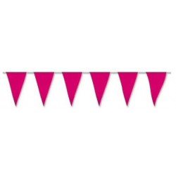Banderas triangulares plastico rosa 5 metros 20x30 cm