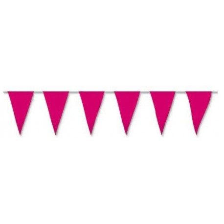Banderas triangulares plastico rosa 5 metros 20x30 cm