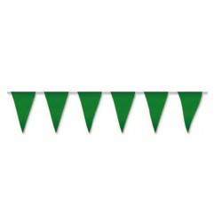 Banderas triangulares plastico verde 5 metros 20x30 cm