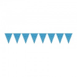 Banderas triangulares plastico azul puntos 5 metros 20x30 cm