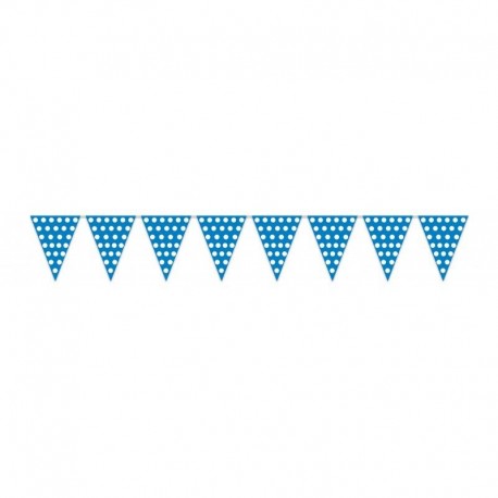 Banderas triangulares plastico azul puntos 5 metros 20x30 cm