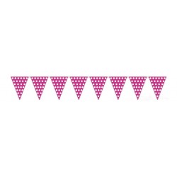 Banderas triangulares plastico rosa puntos 5 metros 20x30 cm