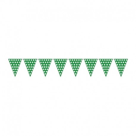 Banderas triangulares plastico verde puntos 5 metr