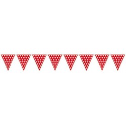 Banderas triangulares plastico puntos rojo 5 metr