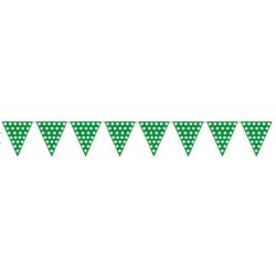 Banderas triangulares plastico puntos verde 5 metr