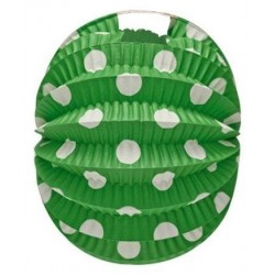 Farolillo esferico verde lunares blancos 22 cm
