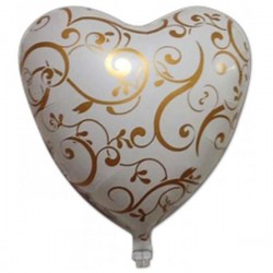 Globo corazon blanco y oro 45 cm helio foil boda
