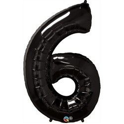 Globo helio numero 6 negro 86 cm foil