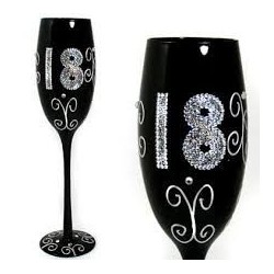 Copa champan negra con glitter 24 cm