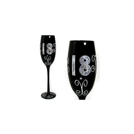 Copa champan negra con glitter 24 cm