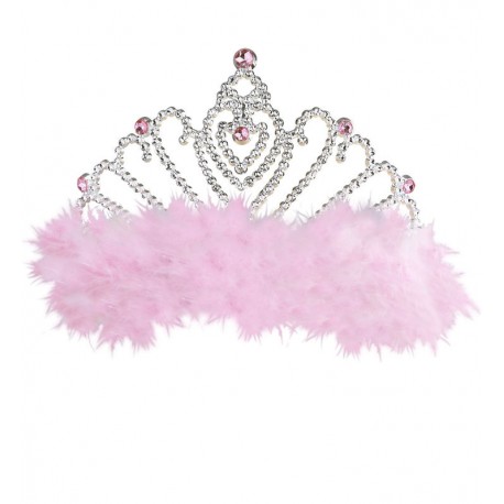 Tiara princesa con marabu rosa corona reina