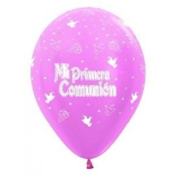 Globos 1ª comunion satin rosa nina 10 un 3