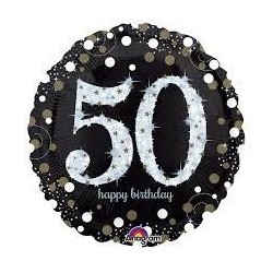 Globo 50 cumpleanos negro brillantes 45