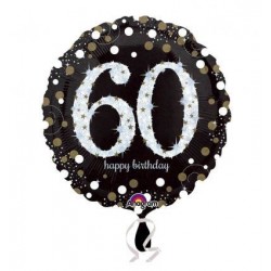 Globo 60 cumpleaños negro y oro 18 45 cm helio